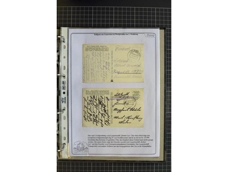 1914/1945, sehr umfangreiche Sammlung "Feldpost in Danzig" mit einigen hundert Briefen und Karten, dabei I. WK. mit interessa