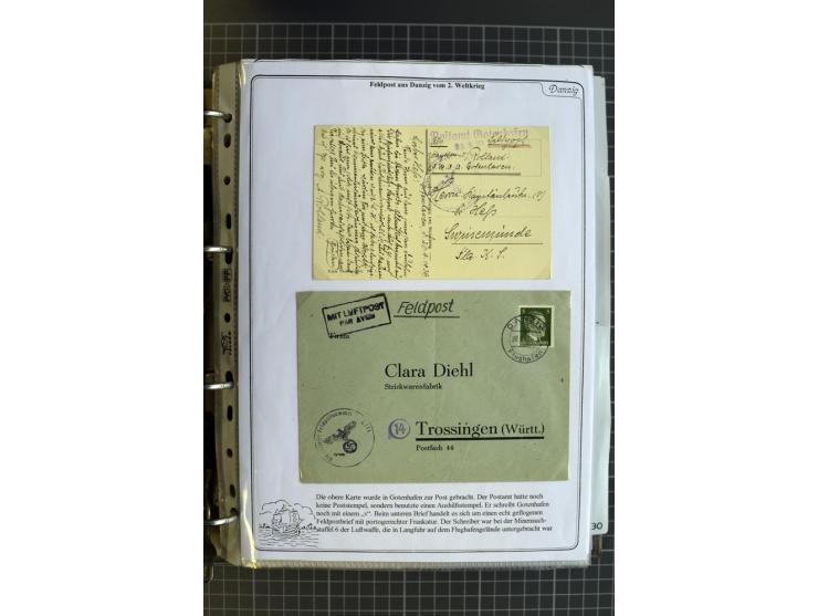 1914/1945, sehr umfangreiche Sammlung "Feldpost in Danzig" mit einigen hundert Briefen und Karten, dabei I. WK. mit interessa