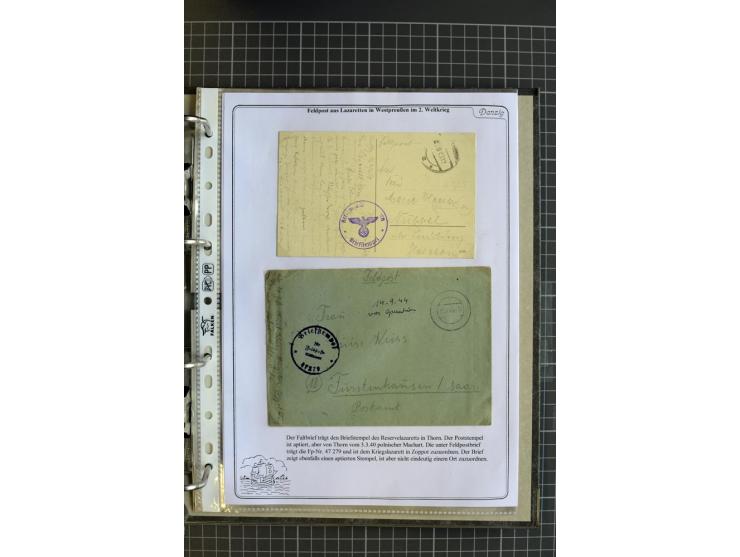 1914/1945, sehr umfangreiche Sammlung "Feldpost in Danzig" mit einigen hundert Briefen und Karten, dabei I. WK. mit interessa