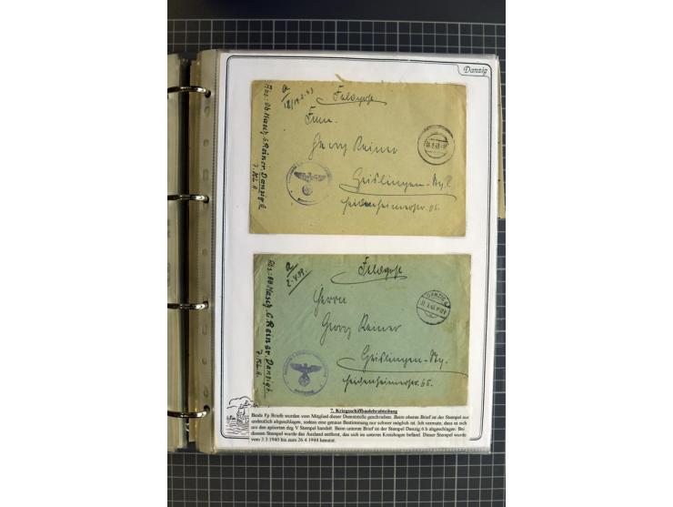 1914/1945, sehr umfangreiche Sammlung "Feldpost in Danzig" mit einigen hundert Briefen und Karten, dabei I. WK. mit interessa
