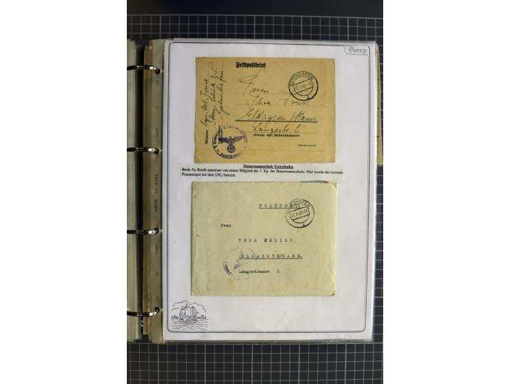 1914/1945, sehr umfangreiche Sammlung "Feldpost in Danzig" mit einigen hundert Briefen und Karten, dabei I. WK. mit interessa