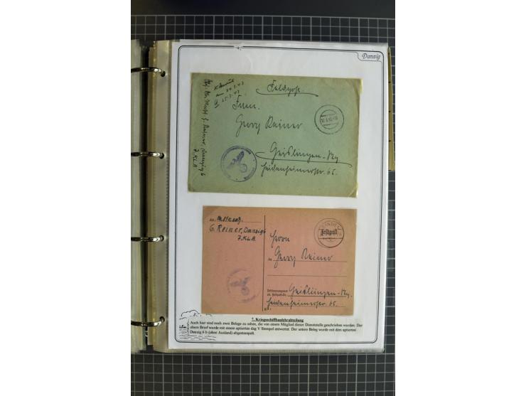 1914/1945, sehr umfangreiche Sammlung "Feldpost in Danzig" mit einigen hundert Briefen und Karten, dabei I. WK. mit interessa