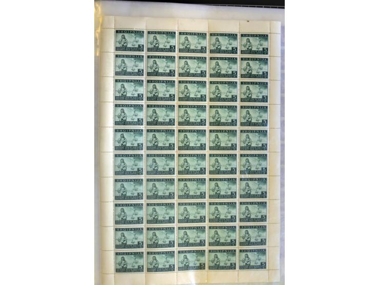 1944, Bombengeschädigte 5 Q.-3 Fr., 100 postfrische Sätze in Originalbogen (Mi.-Nr. 15-21; Mi. 7.000,-)