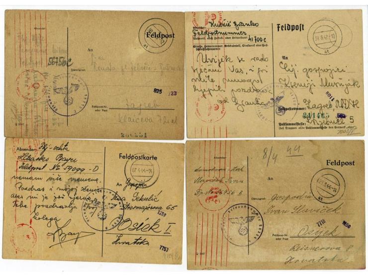 1942/45, sehr interessante Partie von 11 Briefen bzw. Karten von Kroaten, Serben und Volksdeutschen in der Waffen-SS, gute Er