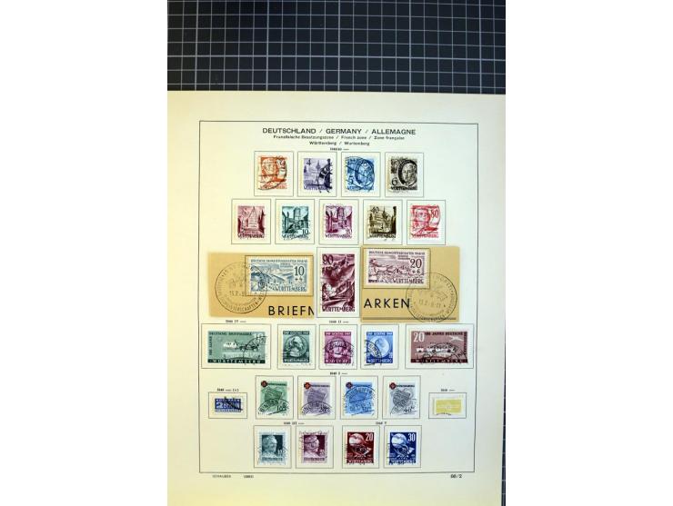 1946/1949, in den Hauptnummern überkomplette, gestempelte Sammlung auf Vordruckblättern, dabei sind alle Blockausgaben doppel