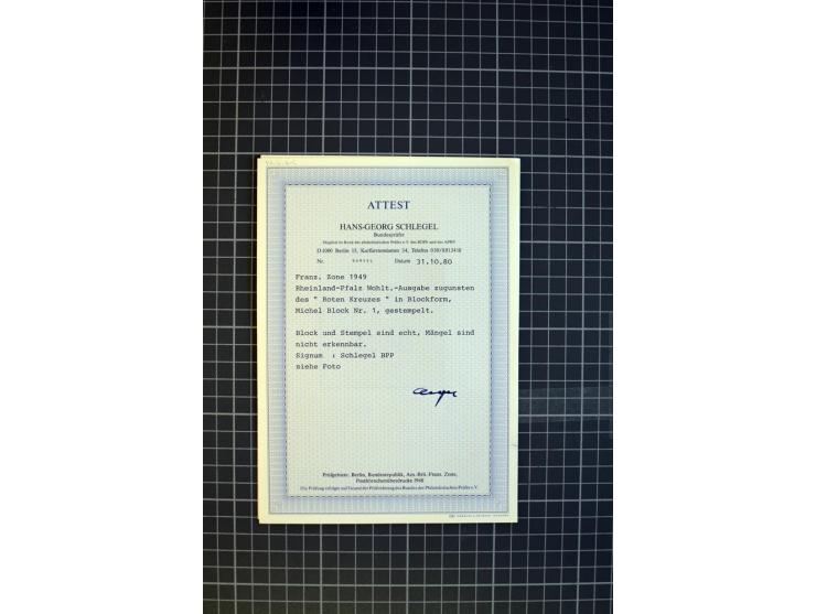 1946/1949, in den Hauptnummern überkomplette, gestempelte Sammlung auf Vordruckblättern, dabei sind alle Blockausgaben doppel