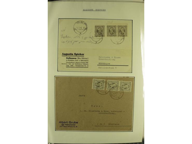1945/1946, umfangreiche Sammlung AM-POST mit über 900 Briefen und Karten mit vielen Einzel-und Mehrfachfrankaturen mit besser