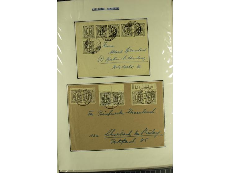 1945/1946, umfangreiche Sammlung AM-POST mit über 900 Briefen und Karten mit vielen Einzel-und Mehrfachfrankaturen mit besser