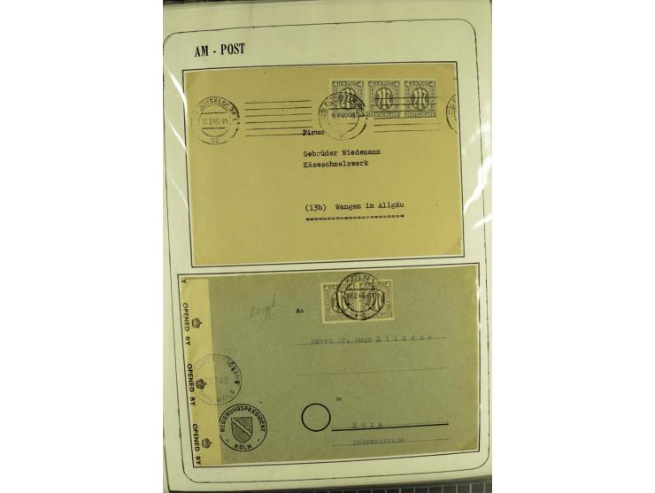 1945/1946, umfangreiche Sammlung AM-POST mit über 900 Briefen und Karten mit vielen Einzel-und Mehrfachfrankaturen mit besser