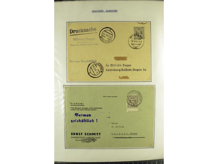 1945/1946, umfangreiche Sammlung AM-POST mit über 900 Briefen und Karten mit vielen Einzel-und Mehrfachfrankaturen mit besser
