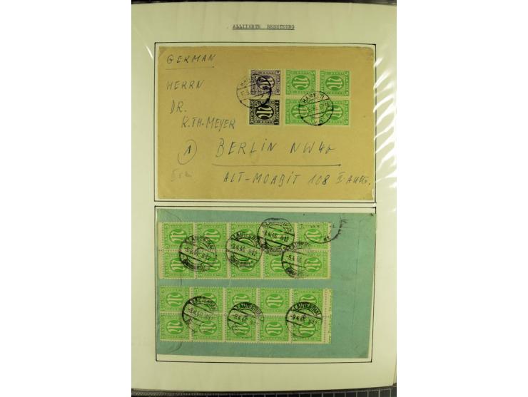 1945/1946, umfangreiche Sammlung AM-POST mit über 900 Briefen und Karten mit vielen Einzel-und Mehrfachfrankaturen mit besser