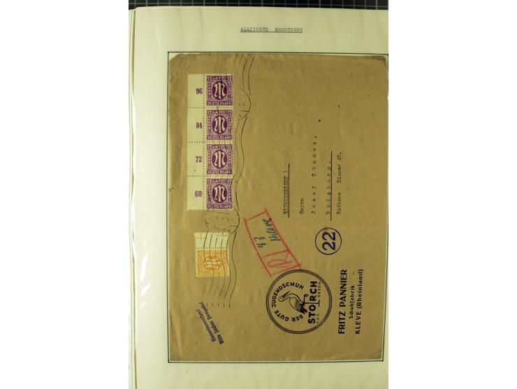 1945/1946, umfangreiche Sammlung AM-POST mit über 900 Briefen und Karten mit vielen Einzel-und Mehrfachfrankaturen mit besser