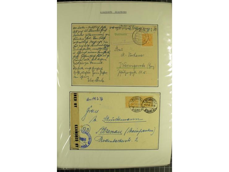 1945/1946, umfangreiche Sammlung AM-POST mit über 900 Briefen und Karten mit vielen Einzel-und Mehrfachfrankaturen mit besser