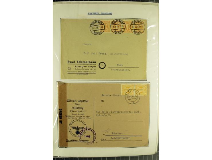 1945/1946, umfangreiche Sammlung AM-POST mit über 900 Briefen und Karten mit vielen Einzel-und Mehrfachfrankaturen mit besser