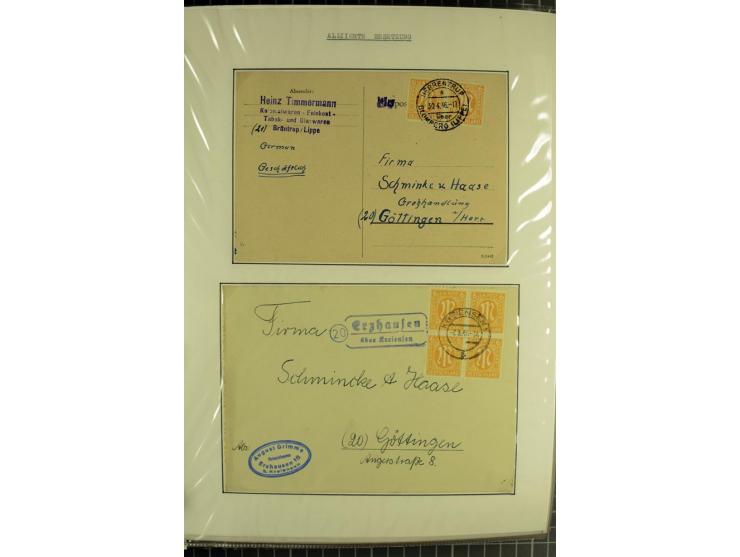 1945/1946, umfangreiche Sammlung AM-POST mit über 900 Briefen und Karten mit vielen Einzel-und Mehrfachfrankaturen mit besser
