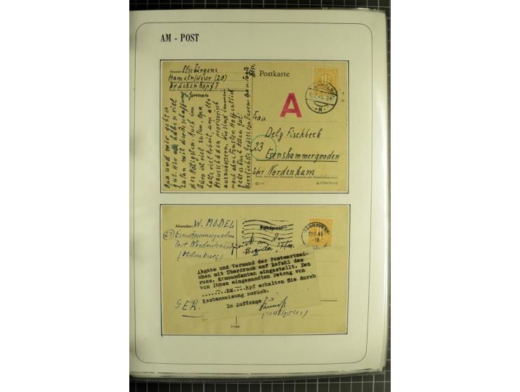 1945/1946, umfangreiche Sammlung AM-POST mit über 900 Briefen und Karten mit vielen Einzel-und Mehrfachfrankaturen mit besser