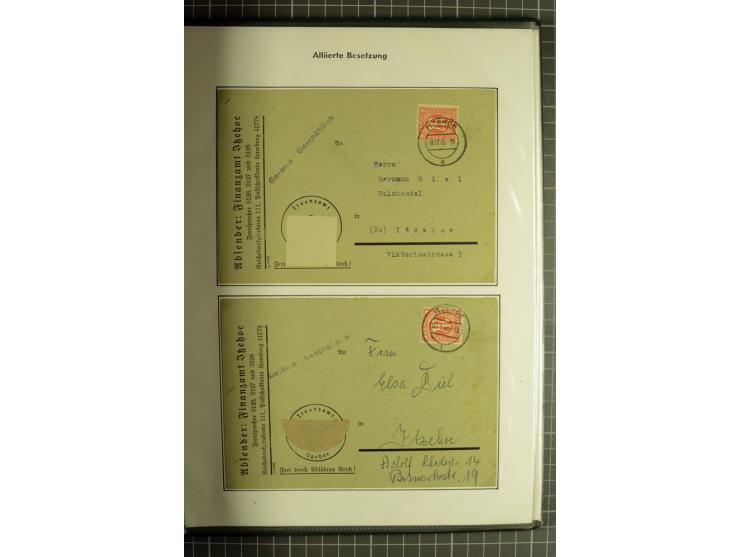 1945/1946, umfangreiche Sammlung AM-POST mit über 900 Briefen und Karten mit vielen Einzel-und Mehrfachfrankaturen mit besser