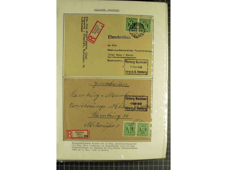 1945/1946, umfangreiche Sammlung AM-POST mit über 900 Briefen und Karten mit vielen Einzel-und Mehrfachfrankaturen mit besser