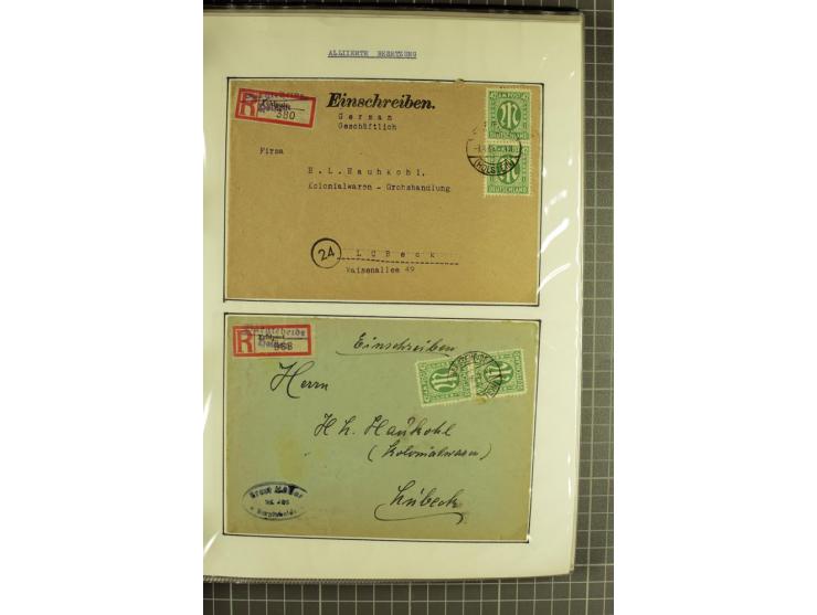 1945/1946, umfangreiche Sammlung AM-POST mit über 900 Briefen und Karten mit vielen Einzel-und Mehrfachfrankaturen mit besser