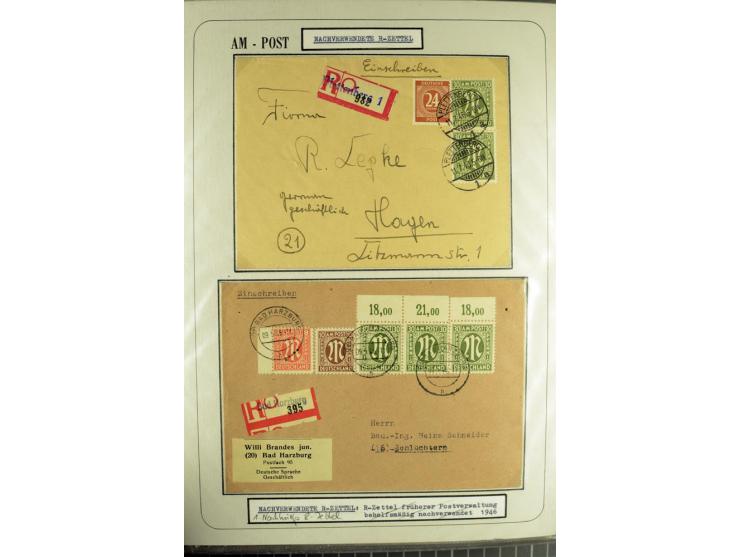 1945/1946, umfangreiche Sammlung AM-POST mit über 900 Briefen und Karten mit vielen Einzel-und Mehrfachfrankaturen mit besser