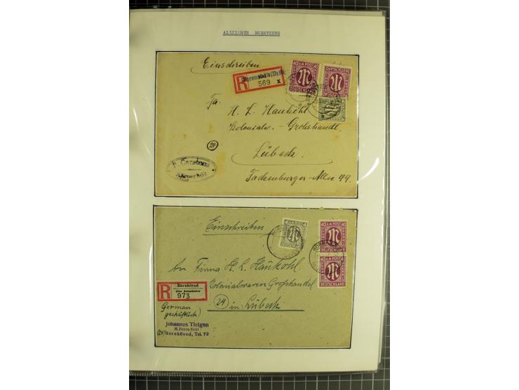 1945/1946, umfangreiche Sammlung AM-POST mit über 900 Briefen und Karten mit vielen Einzel-und Mehrfachfrankaturen mit besser
