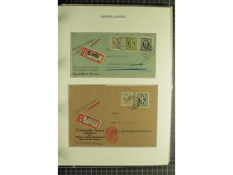 1945/1946, umfangreiche Sammlung AM-POST mit über 900 Briefen und Karten mit vielen Einzel-und Mehrfachfrankaturen mit besser
