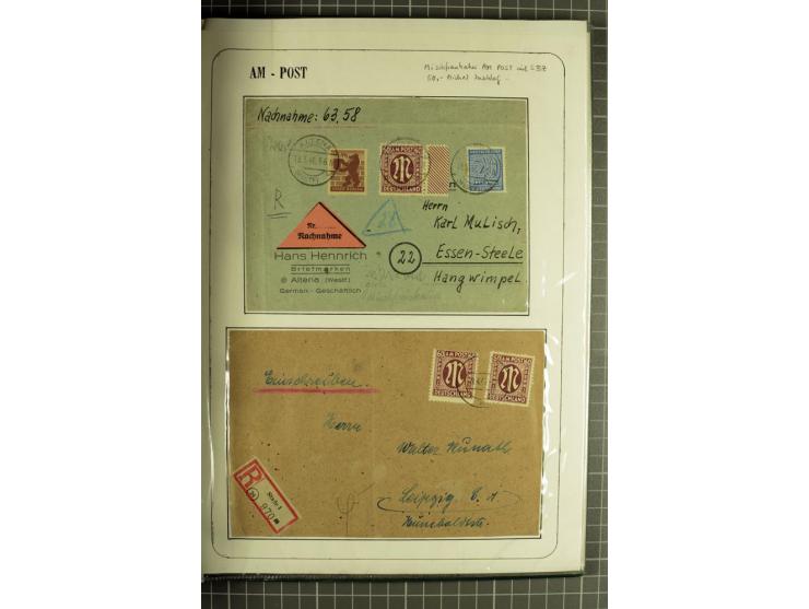 1945/1946, umfangreiche Sammlung AM-POST mit über 900 Briefen und Karten mit vielen Einzel-und Mehrfachfrankaturen mit besser