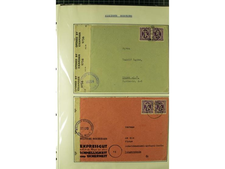 1945/1946, umfangreiche Sammlung AM-POST mit über 900 Briefen und Karten mit vielen Einzel-und Mehrfachfrankaturen mit besser