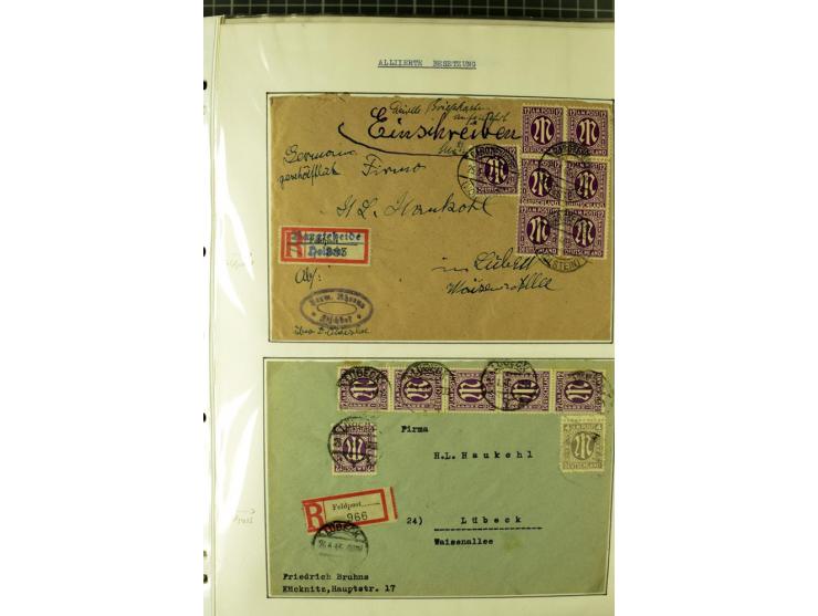 1945/1946, umfangreiche Sammlung AM-POST mit über 900 Briefen und Karten mit vielen Einzel-und Mehrfachfrankaturen mit besser