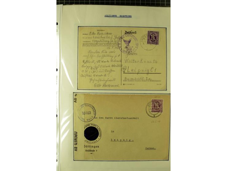 1945/1946, umfangreiche Sammlung AM-POST mit über 900 Briefen und Karten mit vielen Einzel-und Mehrfachfrankaturen mit besser