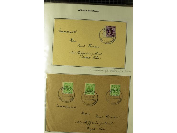 1945/1946, umfangreiche Sammlung AM-POST mit über 900 Briefen und Karten mit vielen Einzel-und Mehrfachfrankaturen mit besser