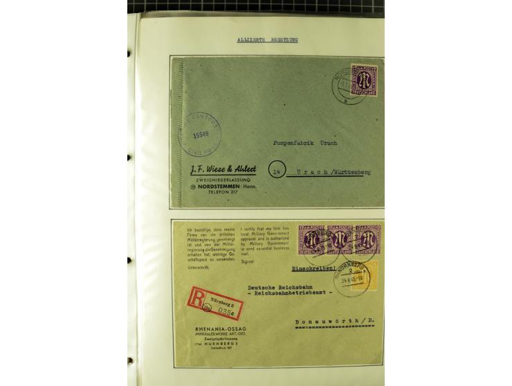 1945/1946, umfangreiche Sammlung AM-POST mit über 900 Briefen und Karten mit vielen Einzel-und Mehrfachfrankaturen mit besser