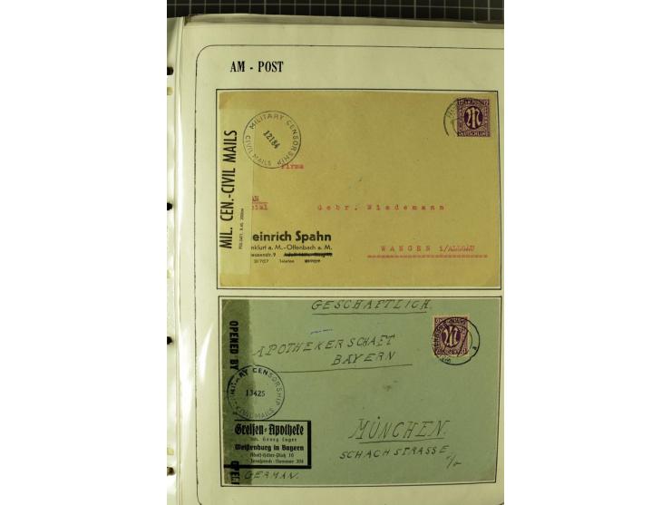 1945/1946, umfangreiche Sammlung AM-POST mit über 900 Briefen und Karten mit vielen Einzel-und Mehrfachfrankaturen mit besser