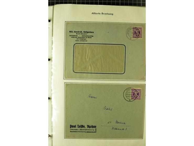 1945/1946, umfangreiche Sammlung AM-POST mit über 900 Briefen und Karten mit vielen Einzel-und Mehrfachfrankaturen mit besser