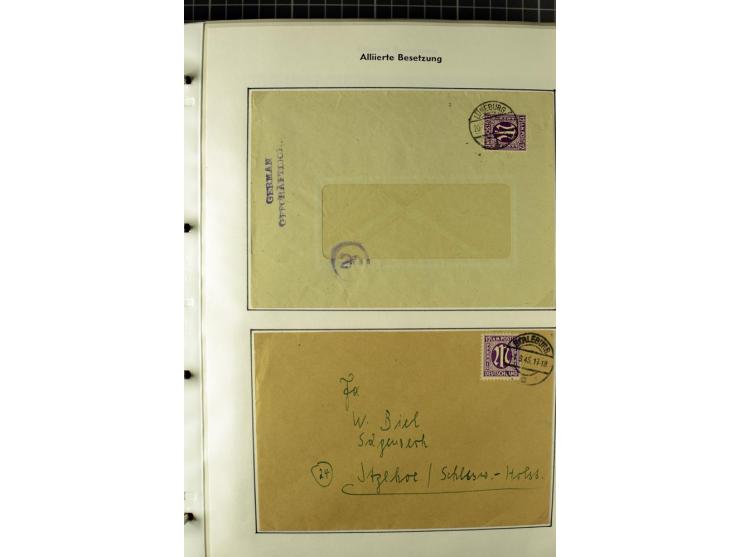 1945/1946, umfangreiche Sammlung AM-POST mit über 900 Briefen und Karten mit vielen Einzel-und Mehrfachfrankaturen mit besser