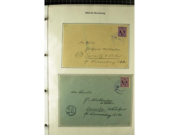 1945/1946, umfangreiche Sammlung AM-POST mit über 900 Briefen und Karten mit vielen Einzel-und Mehrfachfrankaturen mit besser