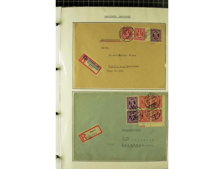 1945/1946, umfangreiche Sammlung AM-POST mit über 900 Briefen und Karten mit vielen Einzel-und Mehrfachfrankaturen mit besser