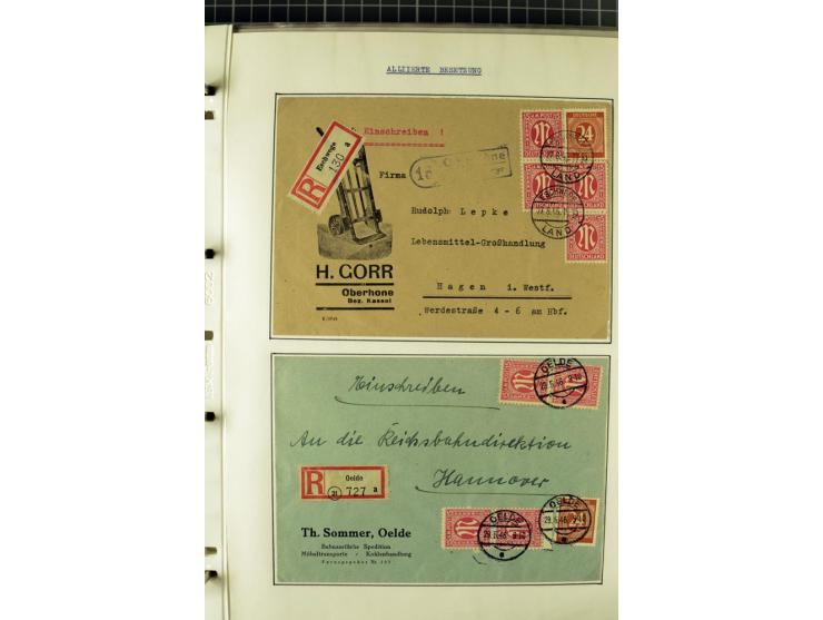 1945/1946, umfangreiche Sammlung AM-POST mit über 900 Briefen und Karten mit vielen Einzel-und Mehrfachfrankaturen mit besser