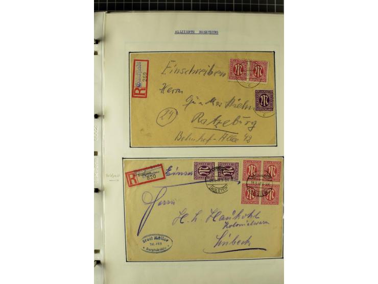 1945/1946, umfangreiche Sammlung AM-POST mit über 900 Briefen und Karten mit vielen Einzel-und Mehrfachfrankaturen mit besser