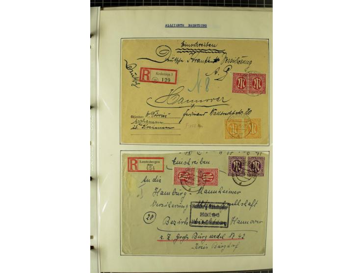 1945/1946, umfangreiche Sammlung AM-POST mit über 900 Briefen und Karten mit vielen Einzel-und Mehrfachfrankaturen mit besser