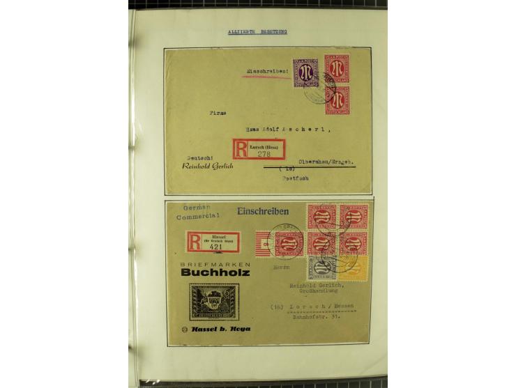 1945/1946, umfangreiche Sammlung AM-POST mit über 900 Briefen und Karten mit vielen Einzel-und Mehrfachfrankaturen mit besser