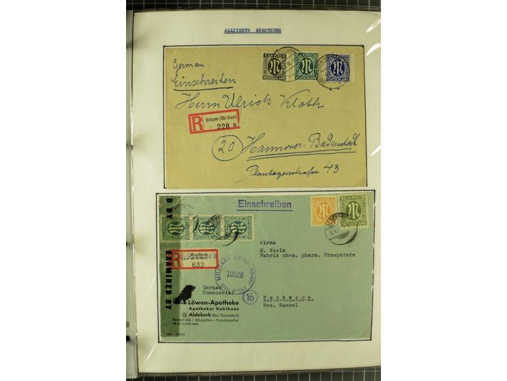 1945/1946, umfangreiche Sammlung AM-POST mit über 900 Briefen und Karten mit vielen Einzel-und Mehrfachfrankaturen mit besser