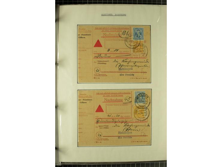 1945/1946, umfangreiche Sammlung AM-POST mit über 900 Briefen und Karten mit vielen Einzel-und Mehrfachfrankaturen mit besser