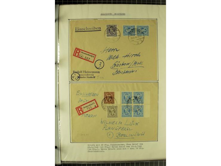 1945/1946, umfangreiche Sammlung AM-POST mit über 900 Briefen und Karten mit vielen Einzel-und Mehrfachfrankaturen mit besser