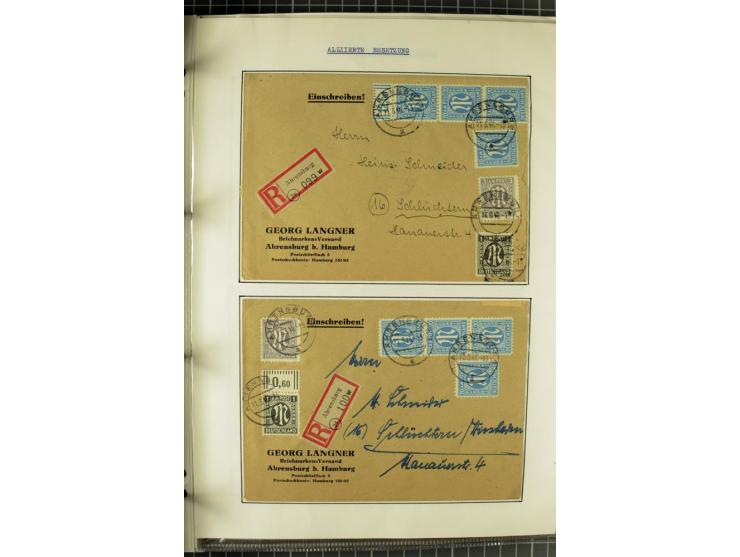 1945/1946, umfangreiche Sammlung AM-POST mit über 900 Briefen und Karten mit vielen Einzel-und Mehrfachfrankaturen mit besser