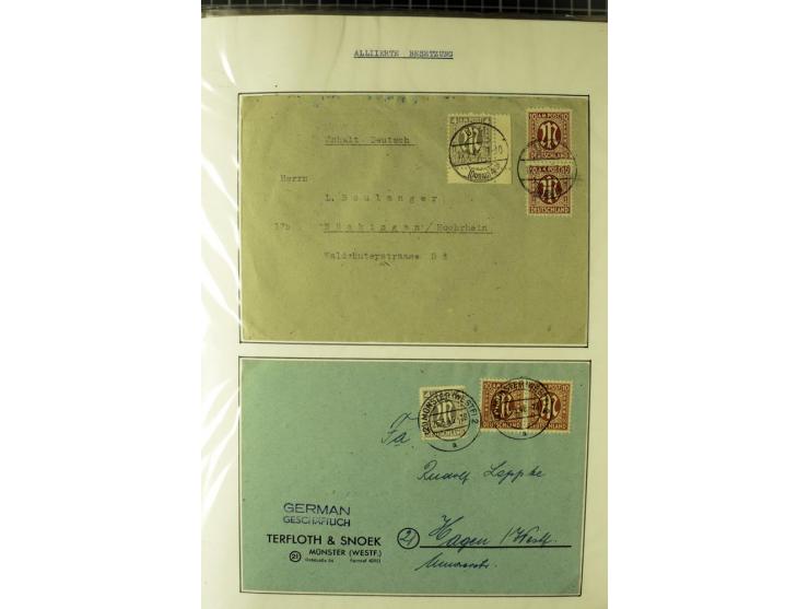 1945/1946, umfangreiche Sammlung AM-POST mit über 900 Briefen und Karten mit vielen Einzel-und Mehrfachfrankaturen mit besser