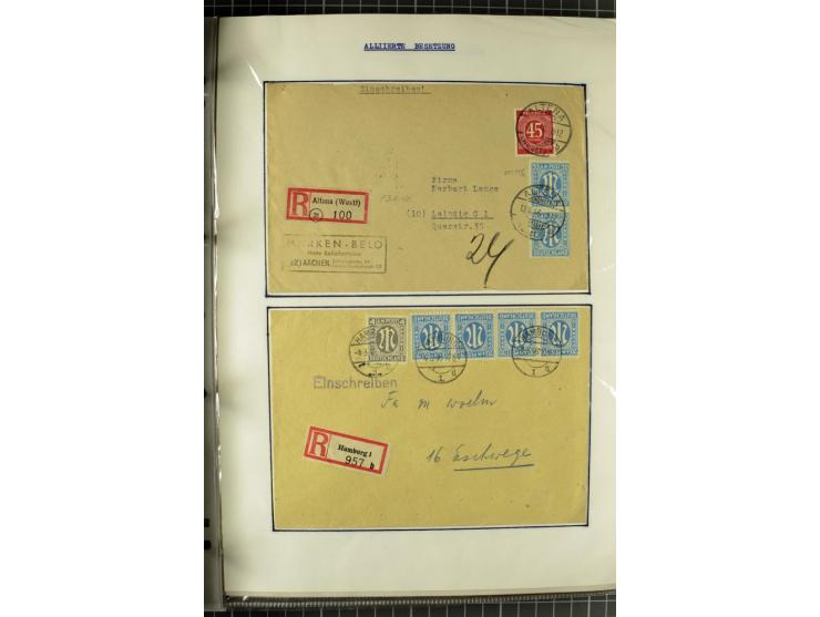 1945/1946, umfangreiche Sammlung AM-POST mit über 900 Briefen und Karten mit vielen Einzel-und Mehrfachfrankaturen mit besser