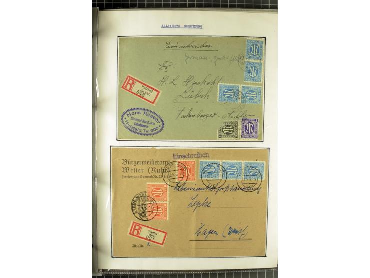 1945/1946, umfangreiche Sammlung AM-POST mit über 900 Briefen und Karten mit vielen Einzel-und Mehrfachfrankaturen mit besser