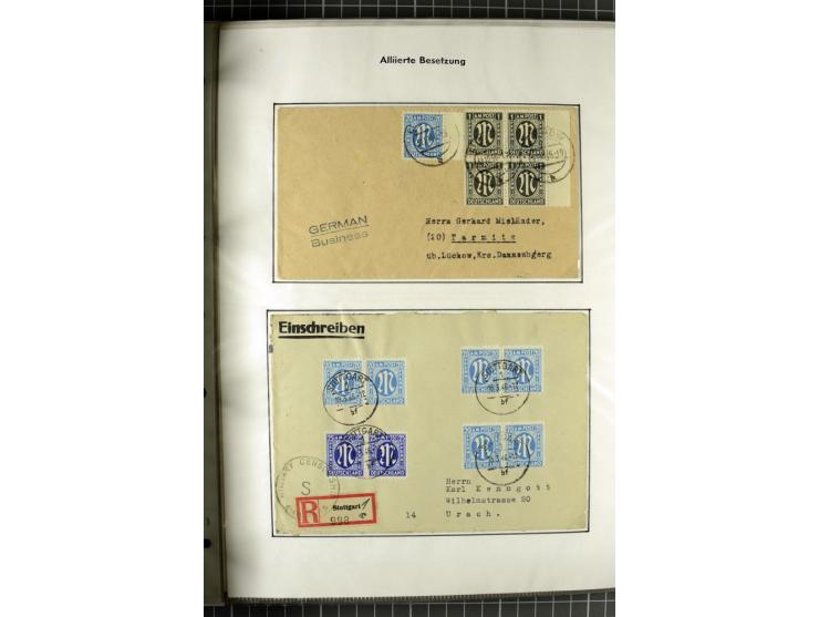 1945/1946, umfangreiche Sammlung AM-POST mit über 900 Briefen und Karten mit vielen Einzel-und Mehrfachfrankaturen mit besser