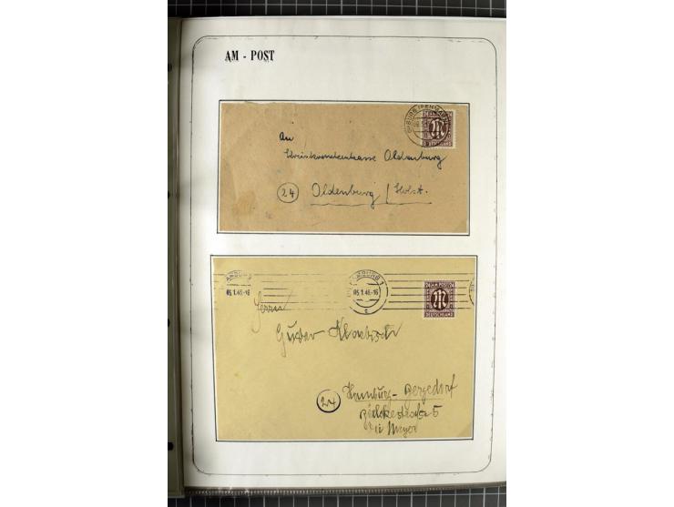 1945/1946, umfangreiche Sammlung AM-POST mit über 900 Briefen und Karten mit vielen Einzel-und Mehrfachfrankaturen mit besser